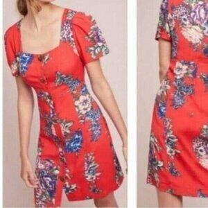 Maeve by Anthropologie Caldwell Floral Button-Up Short Sleeve Dress Size 2P